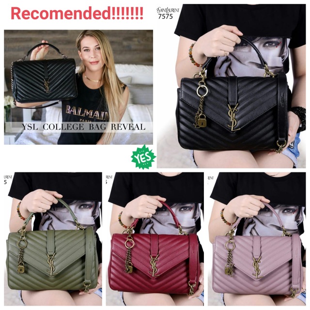 TAS YsL Yves Saint Laurent 7575# NEW Arrival YSL College Bag Reveal Top Handle High Quality Calfskin