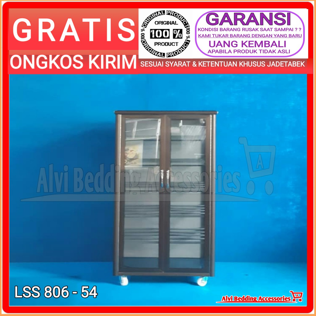 Rak Sepatu 6 SUSUN LSS 806-54 Aluminium Kaca Riben ( Full Brown ) Bufet Lemari Sendal Bupet Sandal