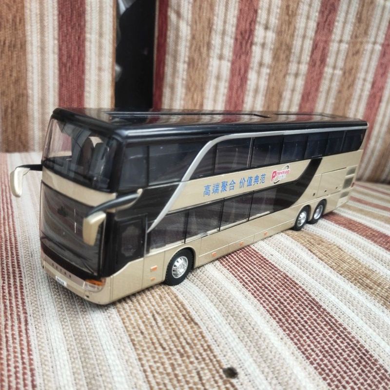 diecast miniatur bus double Decker bis tingkat mainan anak bahan besi besar