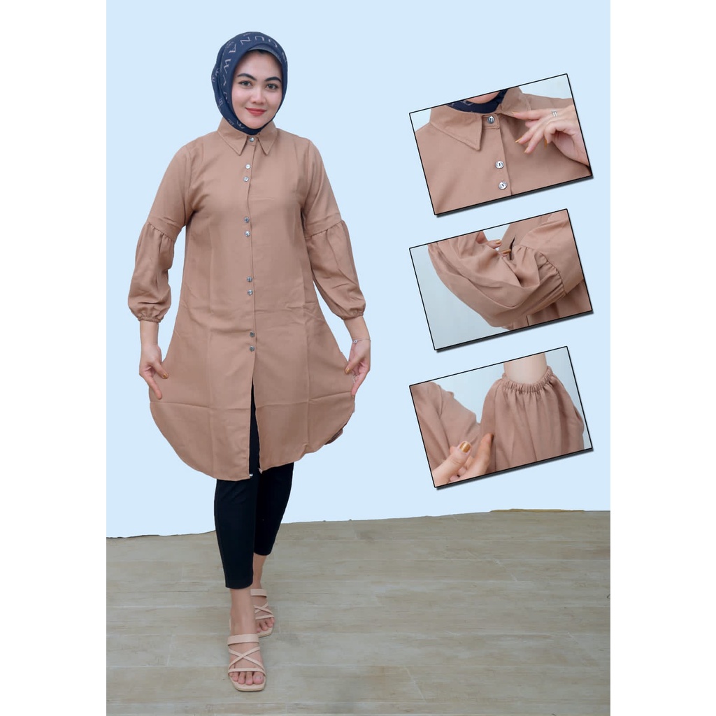 Tunik Wanita Terbaru Putih Polos Jumbo XL XXL Panjang