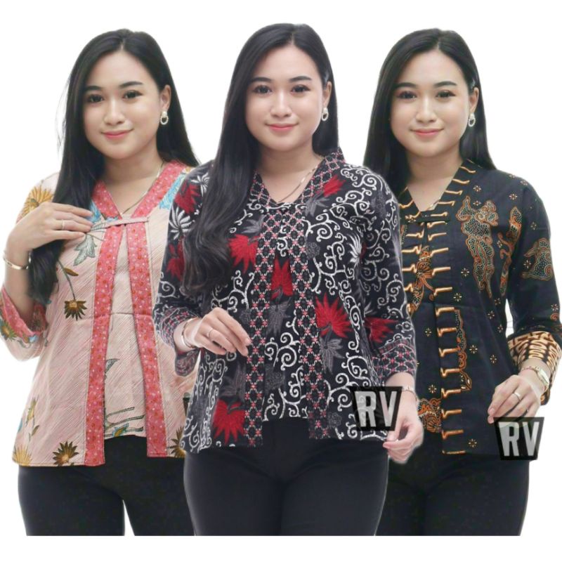 tey-17 Batik wanita ASJ SA HRB026 Kenongo Kemeja Tosca Pendek