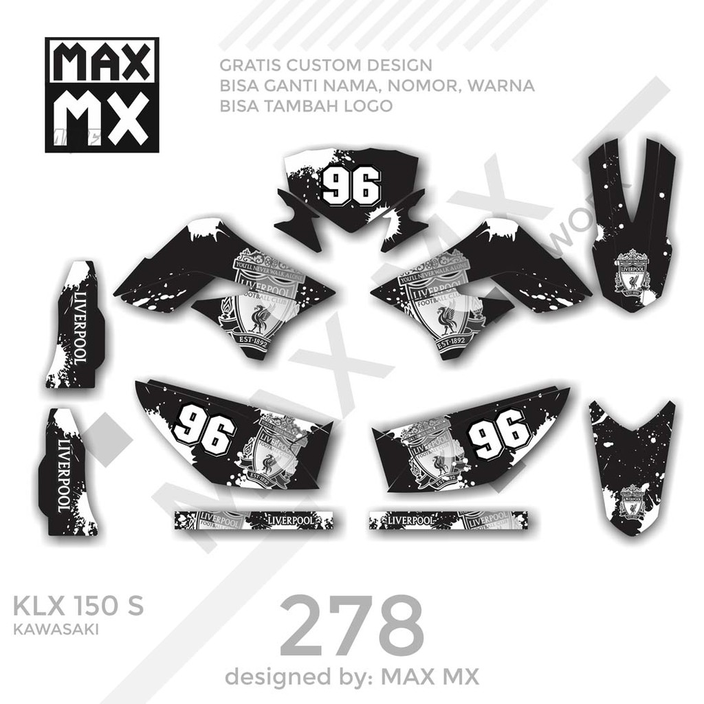 MX-01278 decal klx 150 hitam putih liverpool