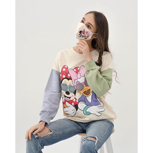 SWEATER MINNIE DAISY TANGAN PANJANG - FREE MASK