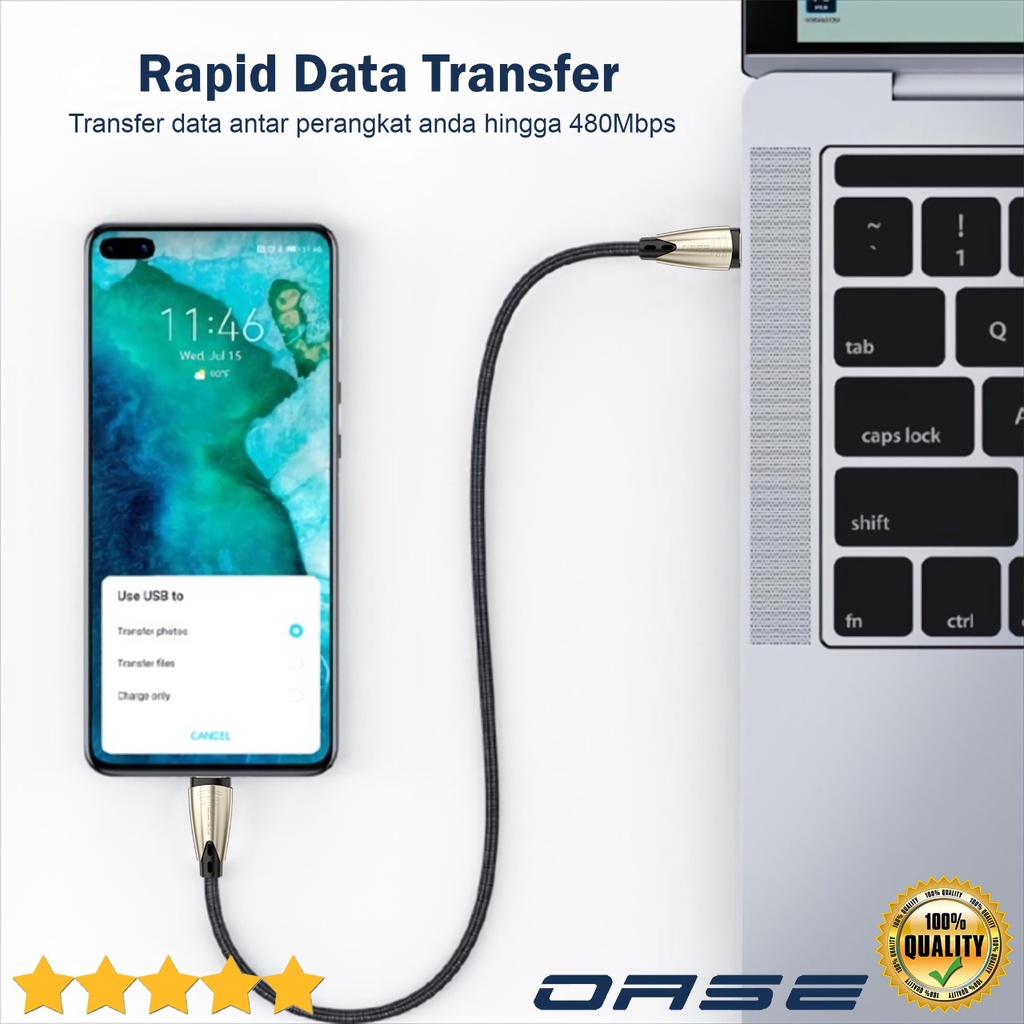 Kabel Charger OASE - OLIKE PowerLine+II USB C to USB C Cable 3ft Model M12C-C