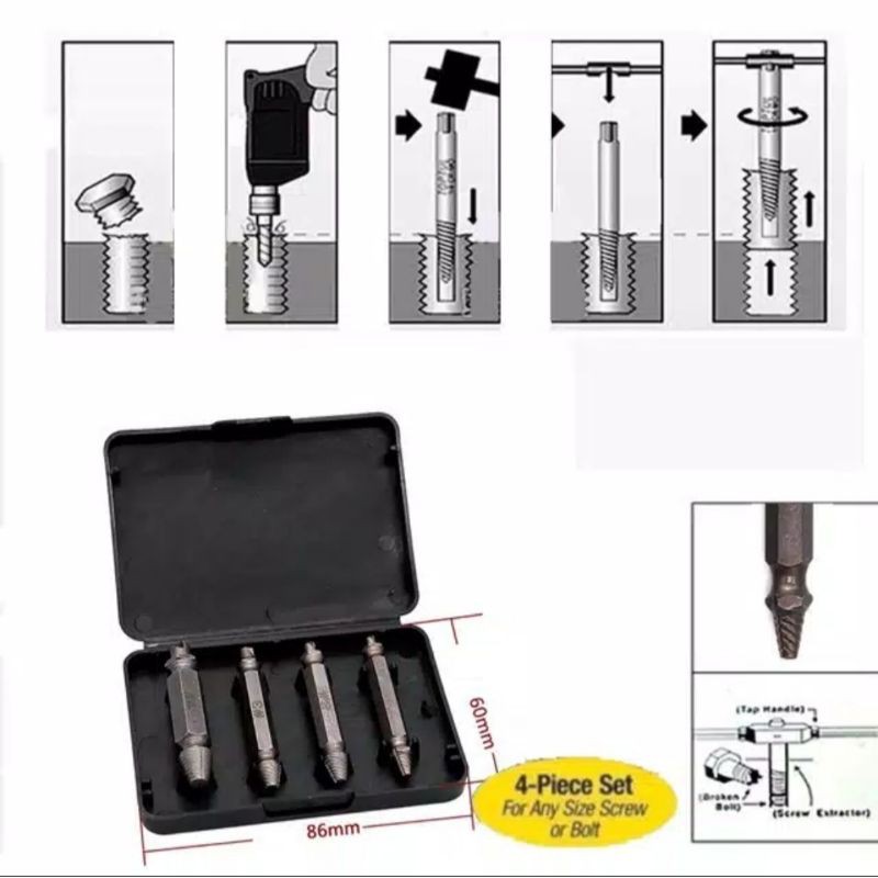 Alat Pembuka Baut Rusak / Screw Extractor Broken Stripped Screw Remover
