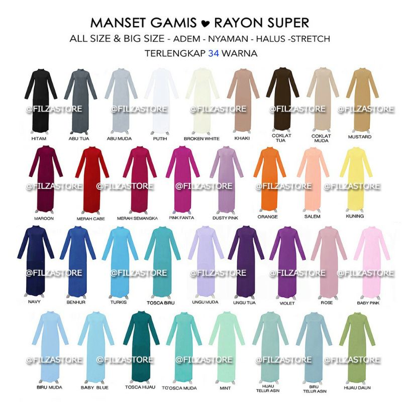 MANSET GAMIS BAHAN RAYON SUPER / MANSET GAMIS RAYON / MANSET DALAMAN GAMIS / MANSET RAYON / MANSET R