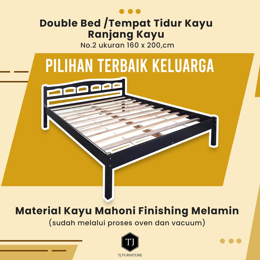 Ranjang / Divan / Tempat Tidur Kayu NO 2 HITAM Uk 160x200cm Termurah Berkualitas - By Tj.furniture