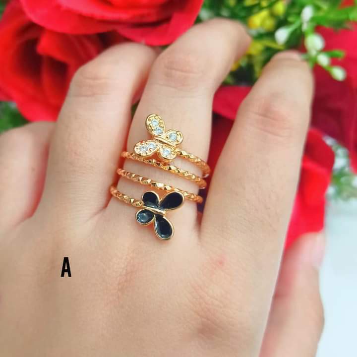 Cincin Dewasa Permata Zircon Gold Perhiasan Wanita Limited edition (COD)