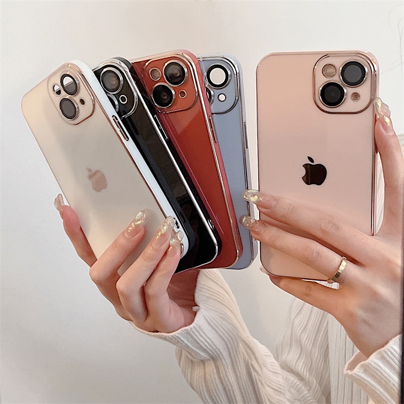 Soft Case Cover Lensa Matte Electroplated Untuk IPhone 7 / 8 / Plus / X / XR / XS / 11 / 12 / 13pro MAX