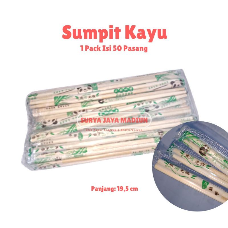 50 Pcs / 50 Pasang Sumpit Kayu Panda | Sumpit Makan | Sumpit Mie