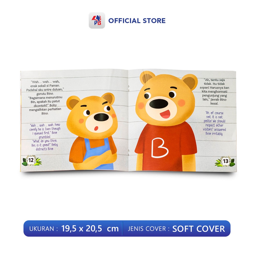 Buku Cerita Anak Bergambar / Buku Dongeng Anak Bergambar Bilingual Fabel Pembentuk Karakter Impian Panda Tupai Lebah Sendirian Beruang Antre Rubah Berubah-1