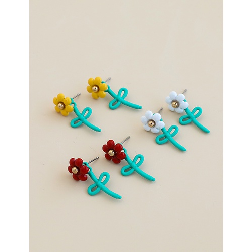 LRC Anting Tusuk Fashion White Alloy Flower P27177