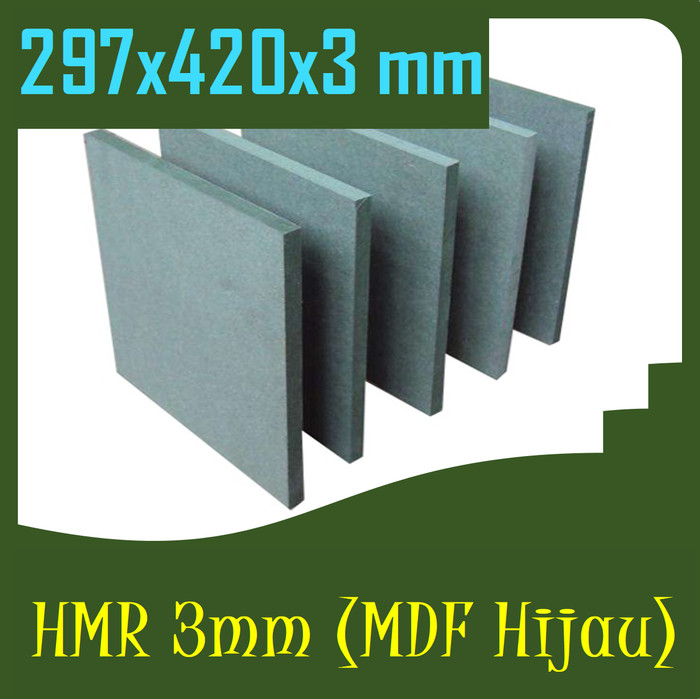 

MDF Hijau | HMR 3mm Ukuran A3 | 297x420x3 mm ( isi 4pcs )