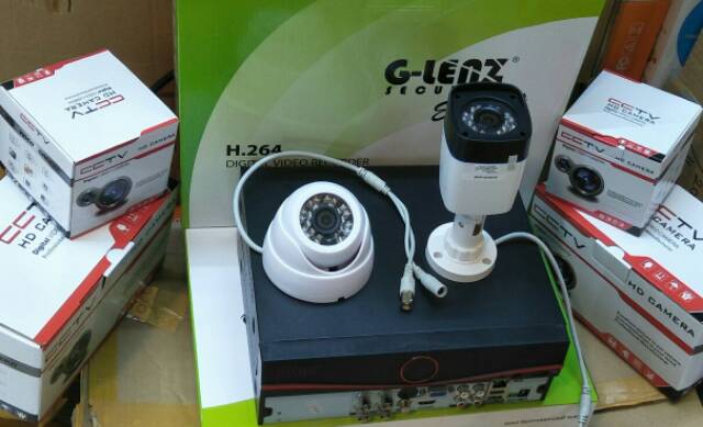 paket cctv 4 ch 2 kamera 1.3 megapixel komplit tinggal pasang