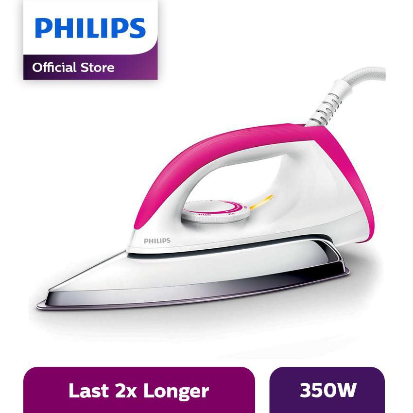 (BISA COD) SETRIKA PHILIPS DRY IRON HD 1173 HD1173 PINK SETERIKA STRIKA GOSOKAN KERING GARANSI RESMI