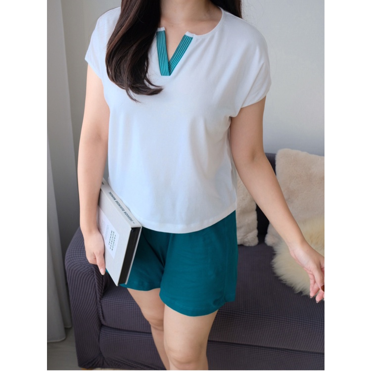 Kadaka P-0125 Sleepwear Set Piyama Wanita Celana Pendek dan Tshirt Vneck