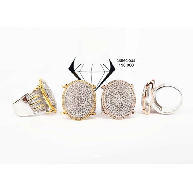 Cincin perhiasan Lapis emas luxury dengan zircon italy asli