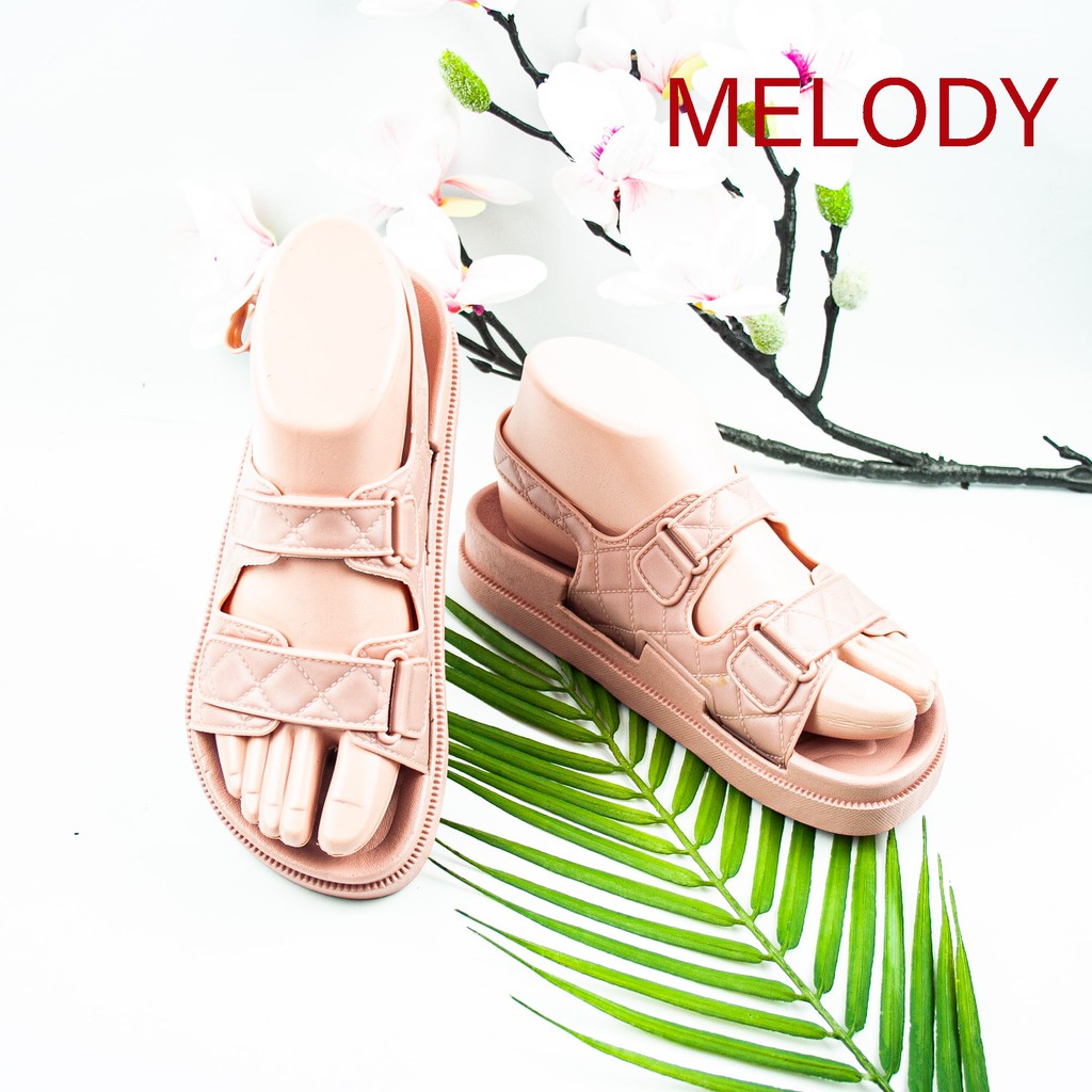 Sandal Let Wanita Motif Chanel Pengait Gesper - Tinggi 3cm Jelly / Melody 2021 M1 (36-41)