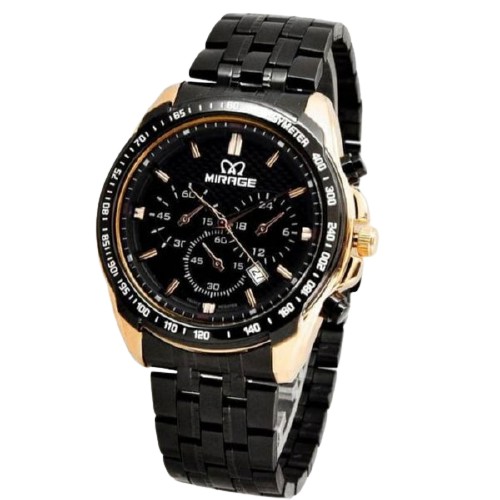 Jam Tangan Pria Mirage Original 8535 Hitam Rosegold Anti Air 3 ATM