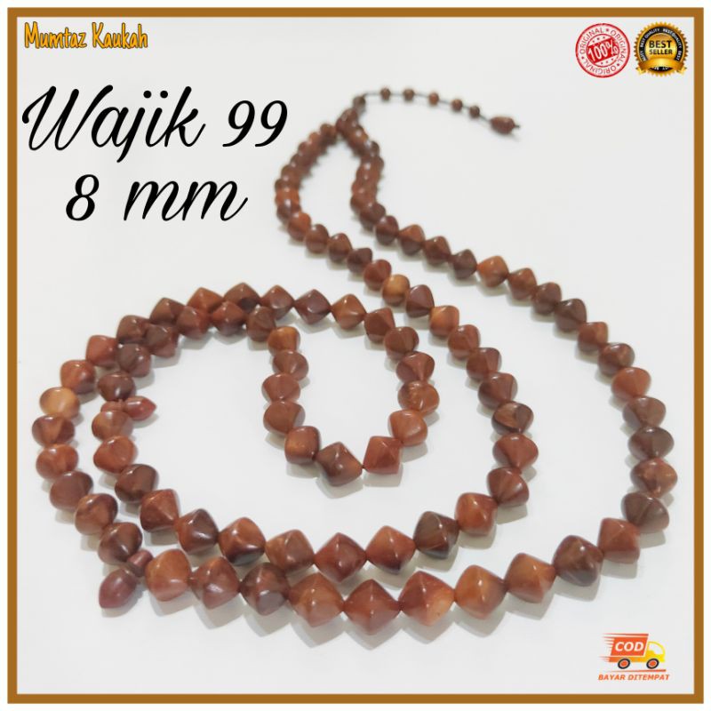 Tasbih kokka kaukah Wajik 99 Ukuran 8 mm coklat polos original koka kaoka kaokah