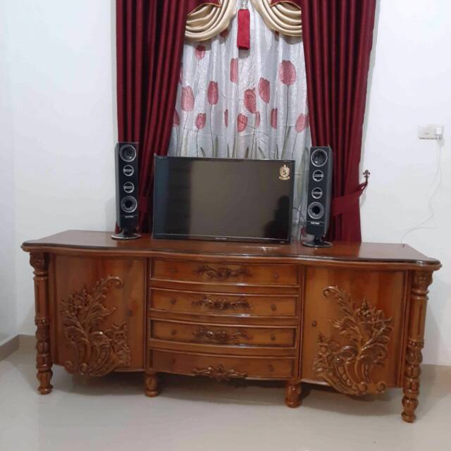 Bufet tv bombay meja tv jati ukir