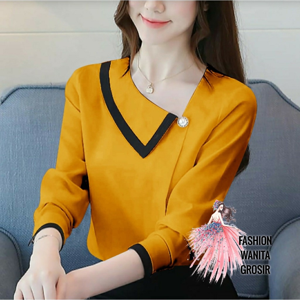 FWG - BLOUSE ELVIRRA / ATASAN WANITA TERBARU / ATASAN MURAH / BLOUSE KOREA