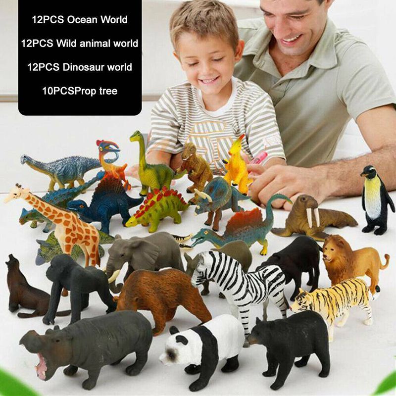 12pcs Kids Toys Small Plastic Figures Sea Zoo Animal Safari Set Wild Ocean Model