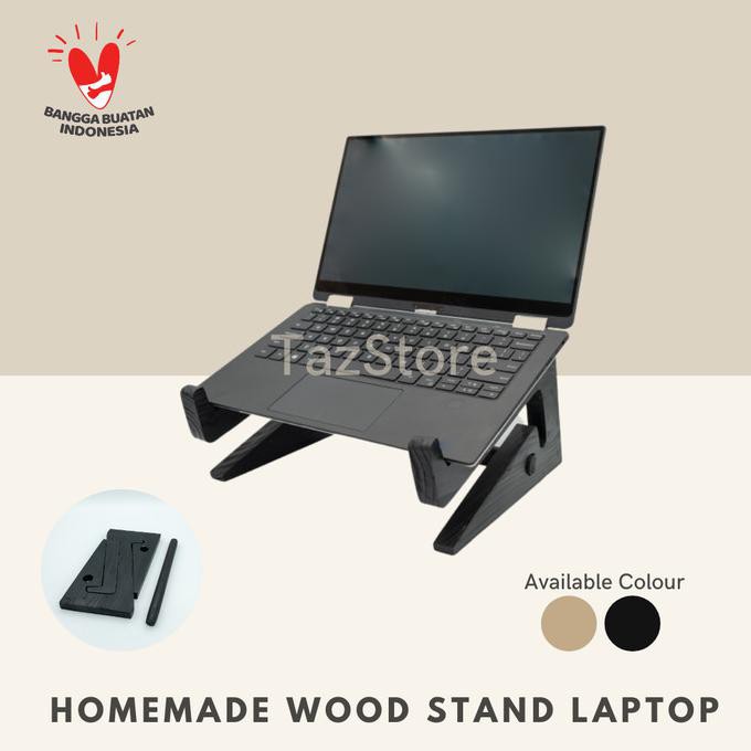 Wood Stand Laptop / Stand Laptop Kayu - Hitam