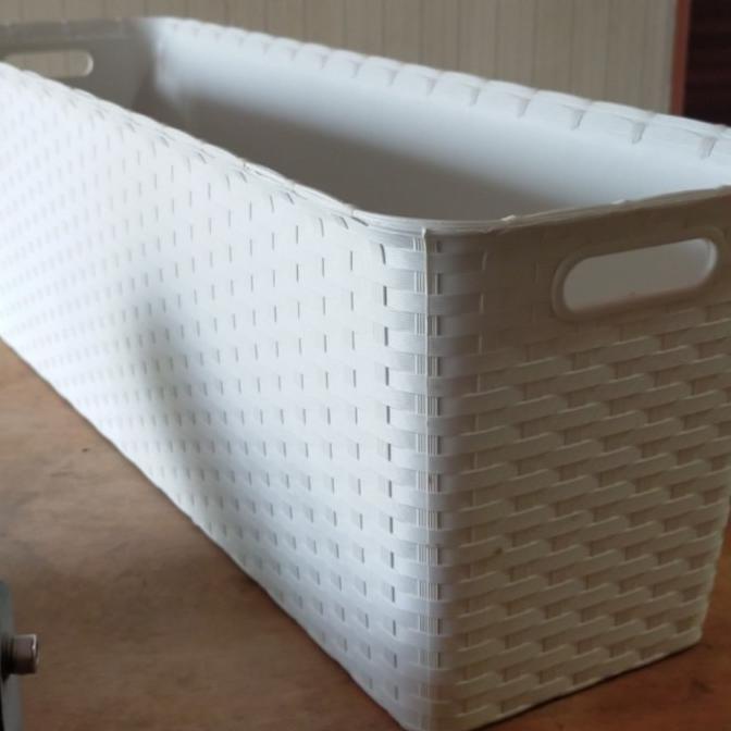 ] POT ANYAM KOTAK PANJANG MOTIF UK JUMBO/POT PUTIH TANAMAN HIAS