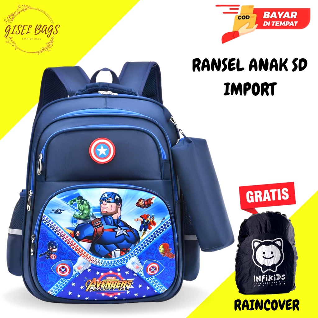 GB Tas anak laki laki sekolah sd gambar timbul karakter superhero