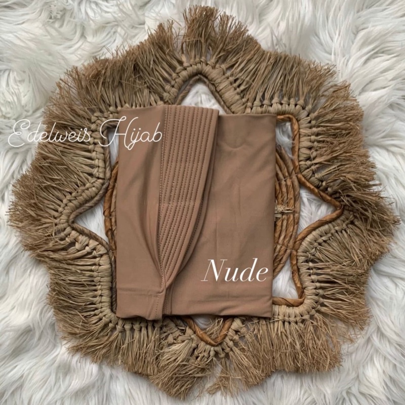 Bergo Hamidah ( ORI ) / Bergo Jersey Menutup Dada / Hijab Instan Jersey-Nude