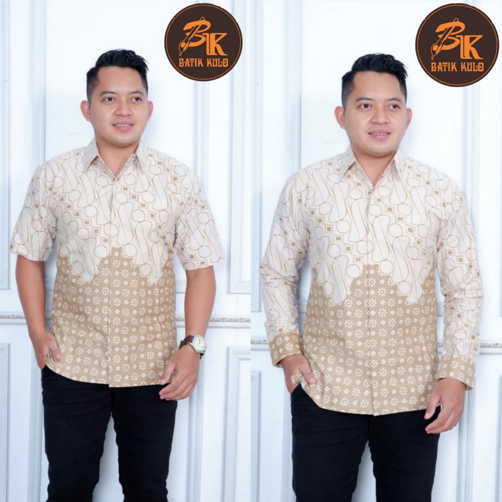 [Premium] Kemeja Batik Parang Truntum Cream Atasan Kantoran Kondangan Pria Casual Formal Bahan Katun