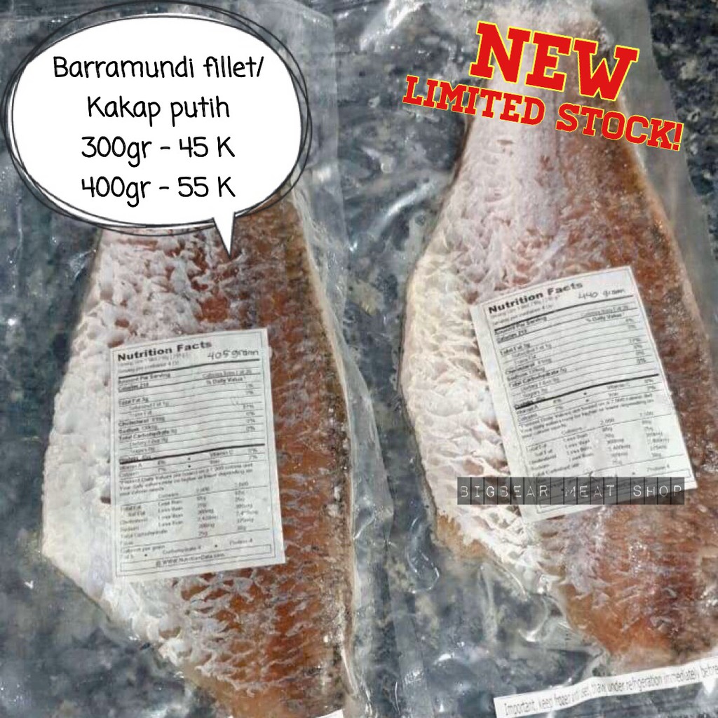 

BARRAMUNDI FILLET / KAKAP PUTIH FILLET 400 GR