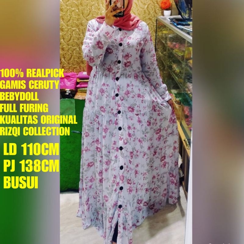 REALPICK GAMIS CERUTY BEBYDOLL FULL KANCING FULL FURING,KUALITAS ORIGINAL