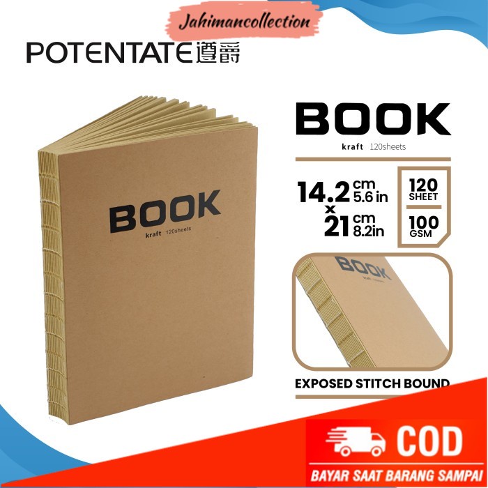 

✨ BISA COD ✨ Buku Sketsa Potentate Craft Paper 14,2x21cm Exposed Bound Sketchbook