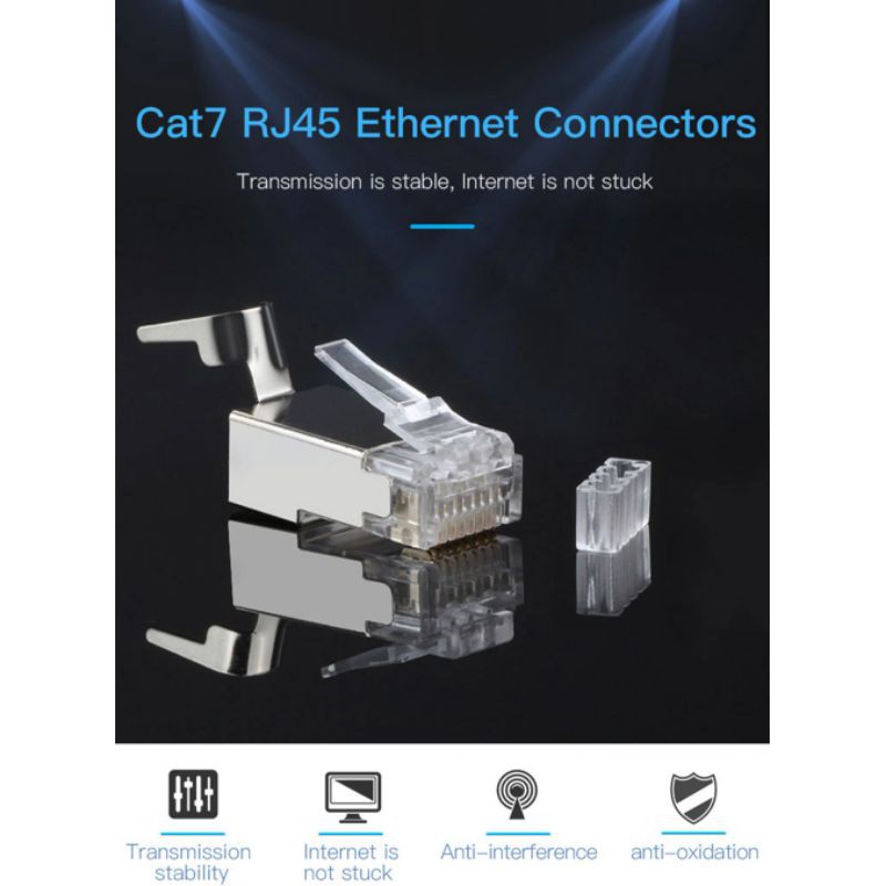 Konektor RJ45 CAT7 Besi Bisa untuk CAT6 atau CAT6A