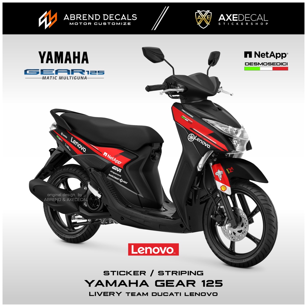 STRIPING YAMAHA GEAR 125 LIVERY LENOVO / STIKER MOTOR GEAR DESAIN CUSTOM / STOCK DECAL