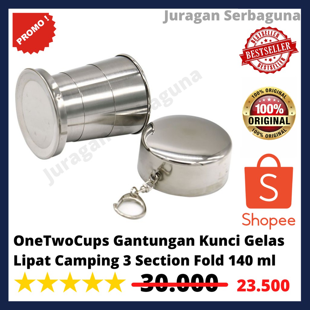 OneTwoCups Gantungan Kunci Gelas Lipat Camping 3 Section Fold 140 ml