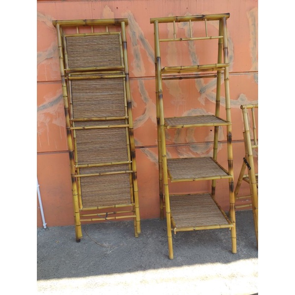 RAK LIPAT BAMBU CENDANI RAK PIRAMID SUDUT TINGKAT 4