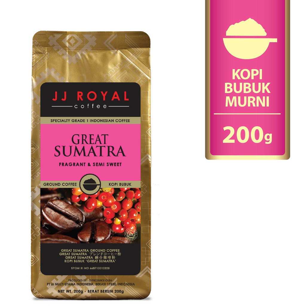 

JJ Royal Coffee Great Sumatera Blend Ground (Kopi Bubuk) Bag 200g