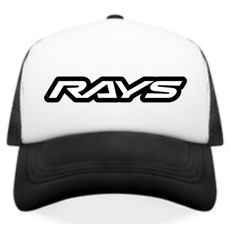 Topi Trucker RAYS - HITAM PUTIH