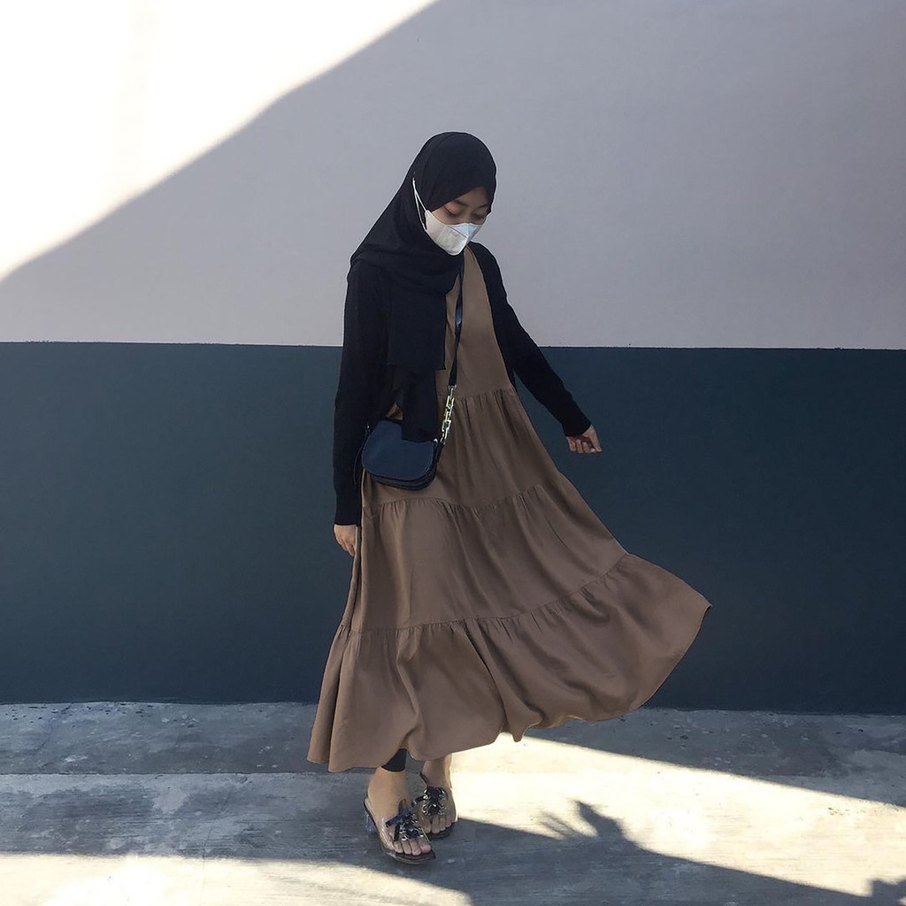 Raisa Tier Dress Maxi Sleeveless-Dark Latte