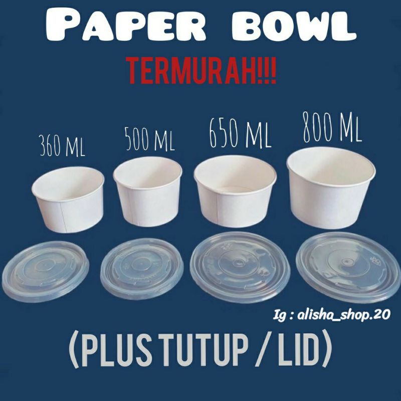 Paper Bowl SUPER BUBBLE ukuran 360 ml & paper bowl 500 ml (1 pack isi 25 pcs)