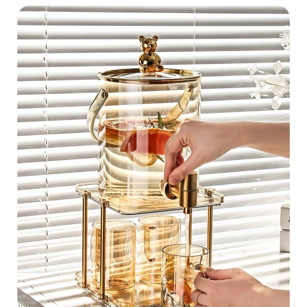 Water jug dispenser kaca set/ dispenser jus gold 3.5liter