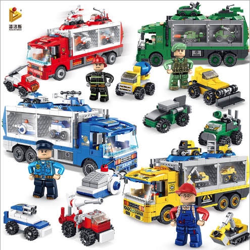 Panlos Block Bricks 6in1 Truk Mobil Mainan Anak Anak Edukasi