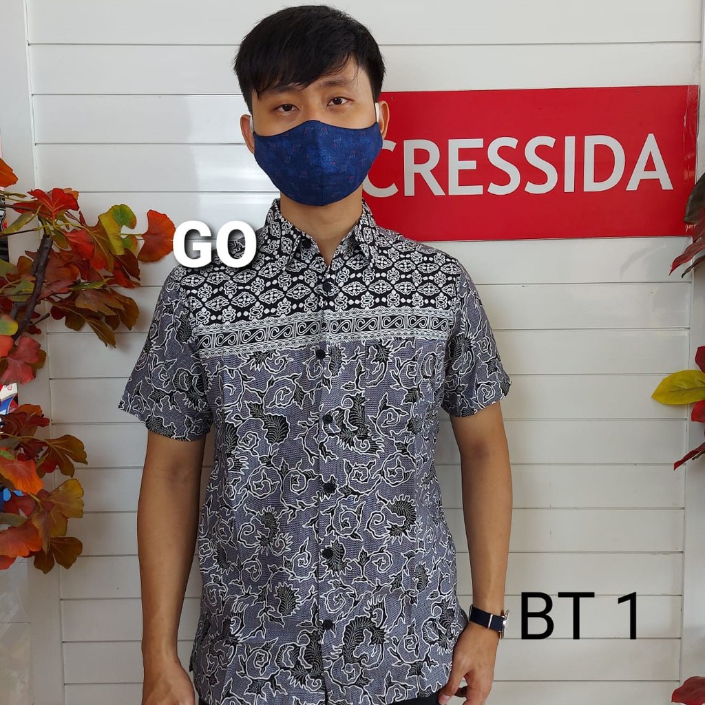 gof CRESSIDA KEMEJA BATIK Pakaian Pria Atasan Kemeja Hem Casual Reguler Original Lengan Pendek Bagus