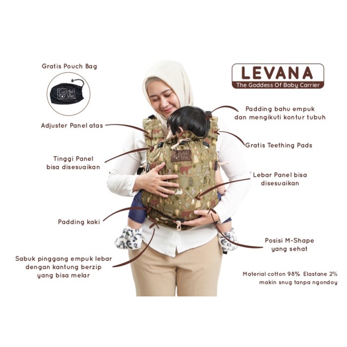 CUDDLE ME Levana Carrier Gendongan Bayi Newborn SSC Cuddle Me Levana Air Baby Carrier M Shape