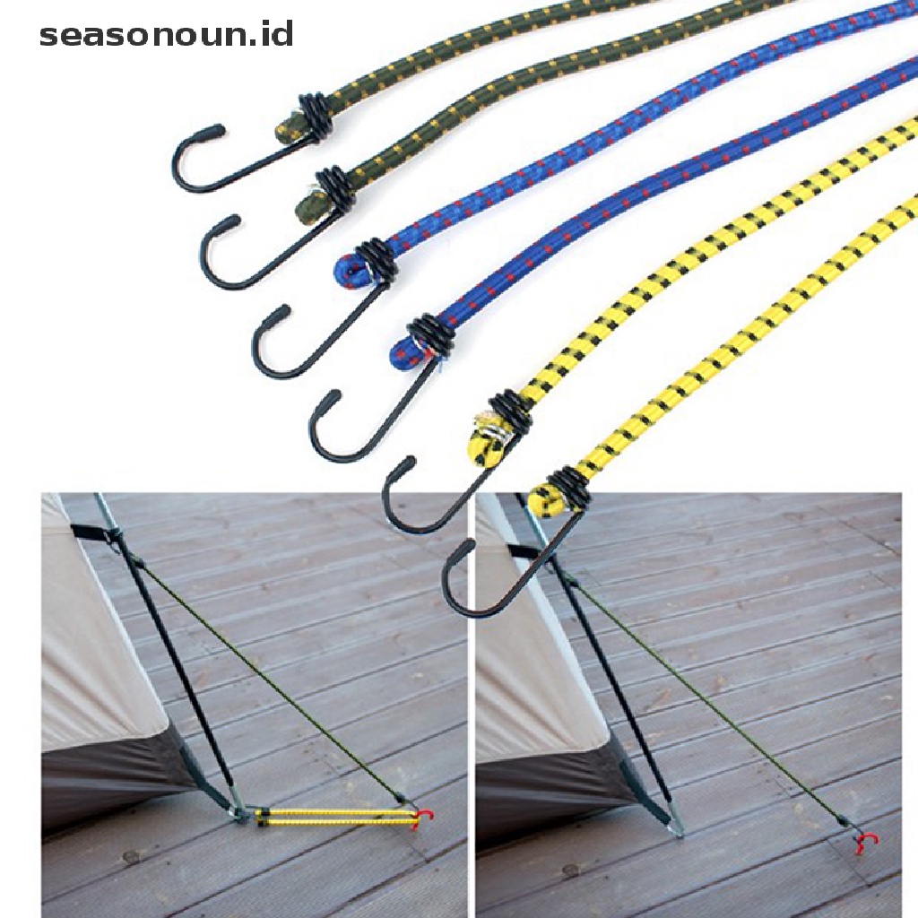 (seasonoun) 6pcs Tali Bungee Elastis 30 / 40 / 60cm Dengan Kait Untuk Outdoor