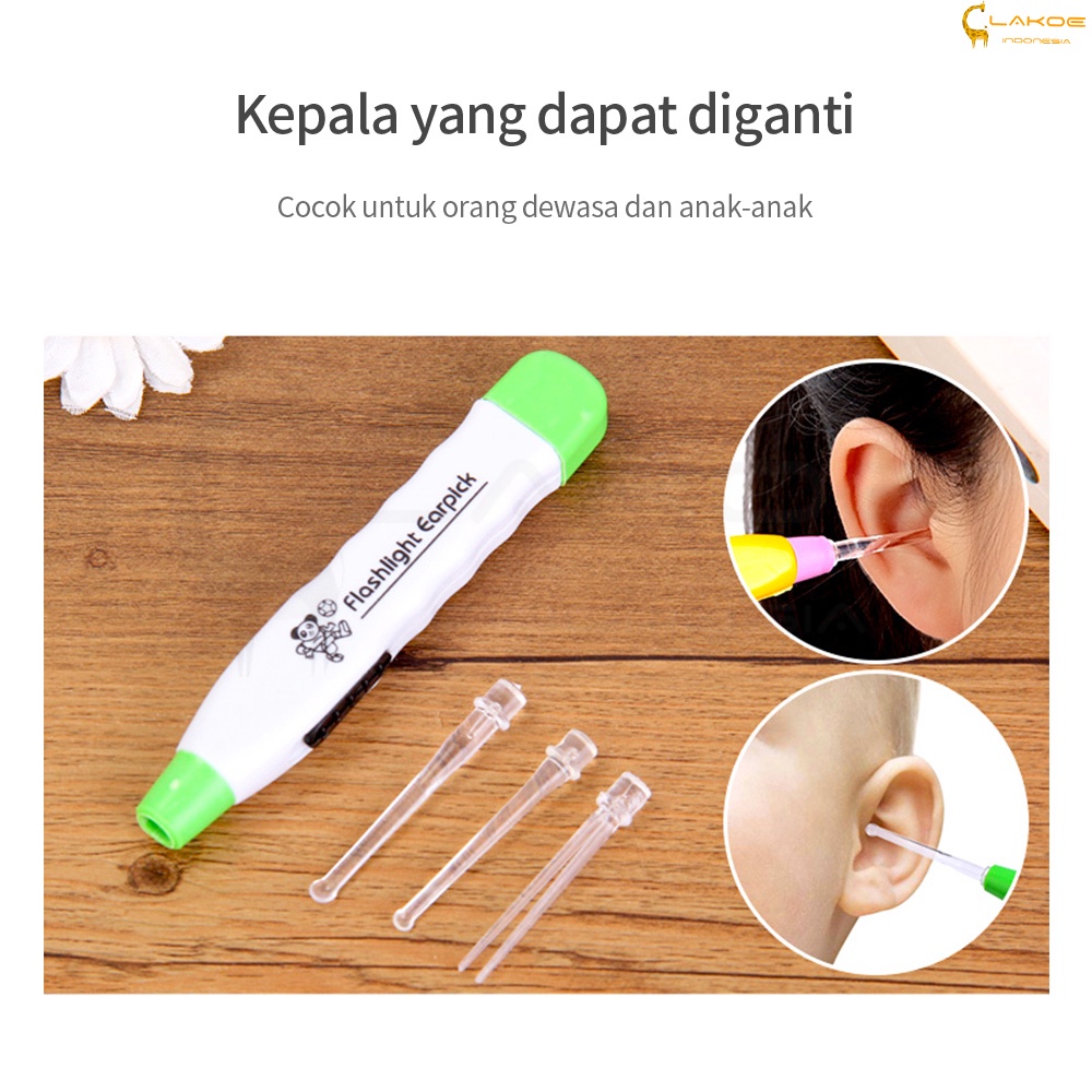 LAKOE Korek kuping LED / Ear pick lampu / pembersih telinga / korek kuping nyala