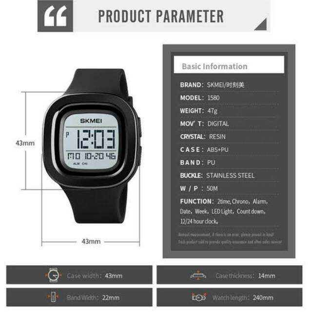 Jam SKMEI 1580 digit original WR